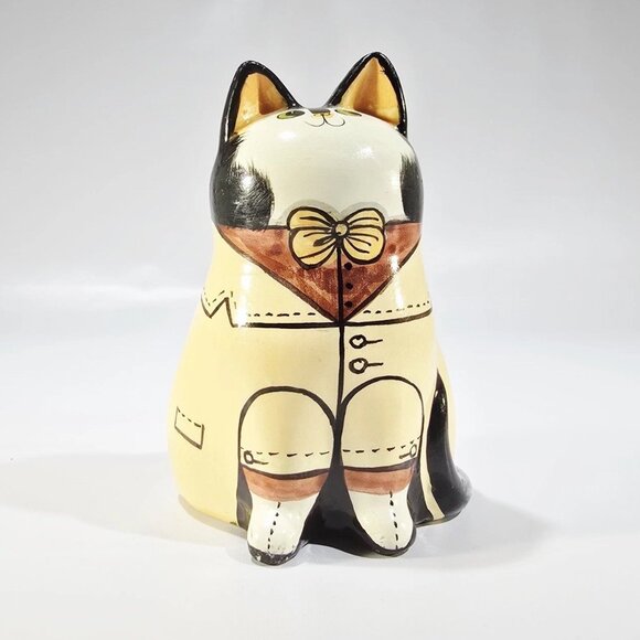 Joan de Bethel Rye Pottery Cat 4.5" Kitten Suit Black Cat Home Decor Ceramic - Picture 2 of 7